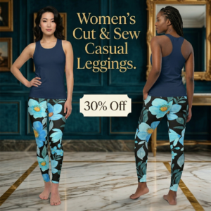 Floral Blue Watercolor Leggings