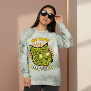 Do Not Disturb Cat Crewneck Sweatshirt - Retro Neon Graphic