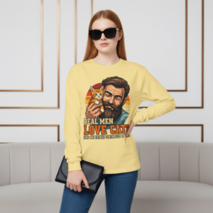 Long Sleeve T-Shirt — "Real Men Love Cats " Retro Cat Graphic