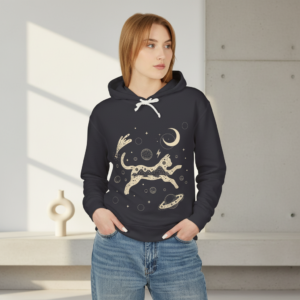 Celestial Cat Hoodie — Space Moon & Stars Graphic Pullover