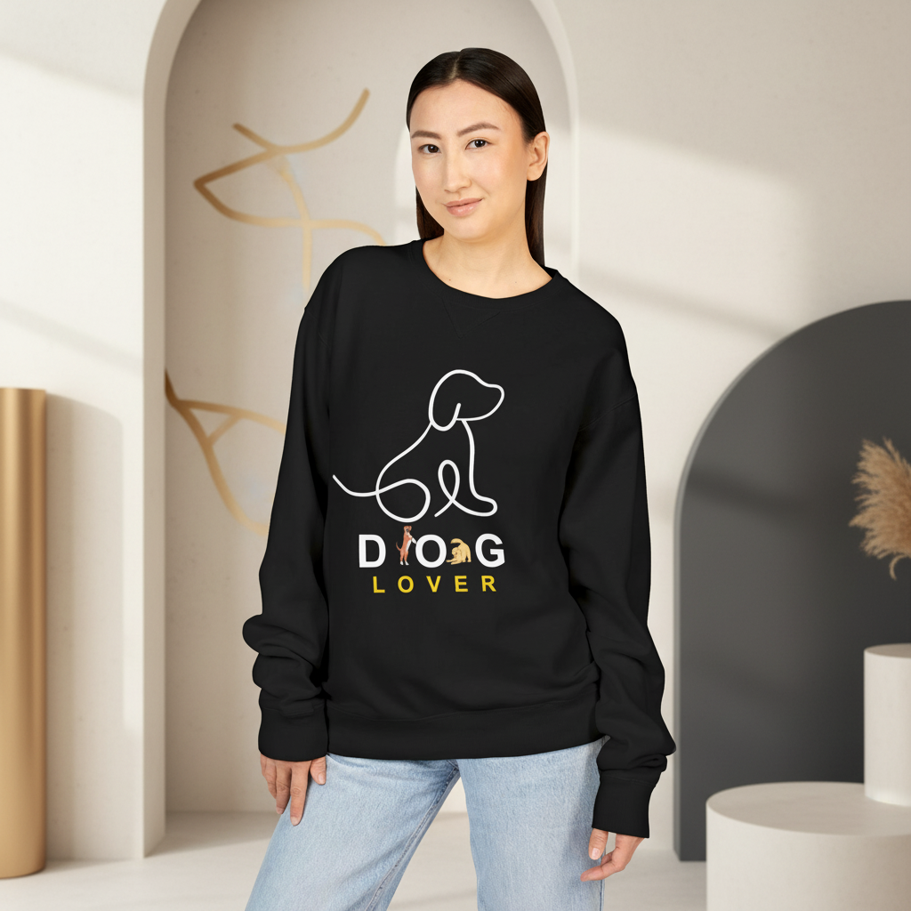 Dog Lover Crewneck Sweatshirt — Minimal Line Art Puppy Design