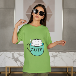 Kids Tee — 'Cute' Cat in Teacup Graphic