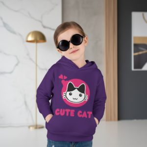 Toddler Cute Cat Hoodie — Pink Heart Kawaii Pullover