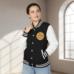 Letterman Jacket - "Cat Vibes Only" Retro Patch Varsity Jacket