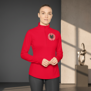 Ladies Quarter-Zip Pullover - Cozy Cat Design