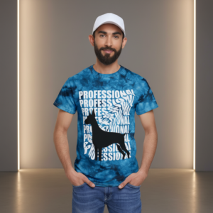 Professional Doberman Tie-Dye Tee — Crystal Blue Dog Silhouette Shirt