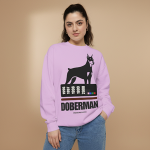 Doberman Graphic Sweatshirt — Retro TV Test Pattern Dog Lover Crewneck