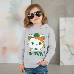 Toddler Hoodie — Cute Irish Kitten 'Meoww!' St. Patrick's Day Pullover