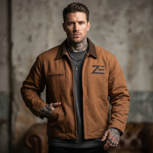 Durable Stylish Jacket with Zip Front and Cord Collar