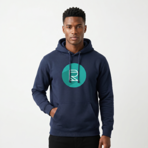 Minimalist Teal Logo Hoodie — Cozy French Terry Pullover