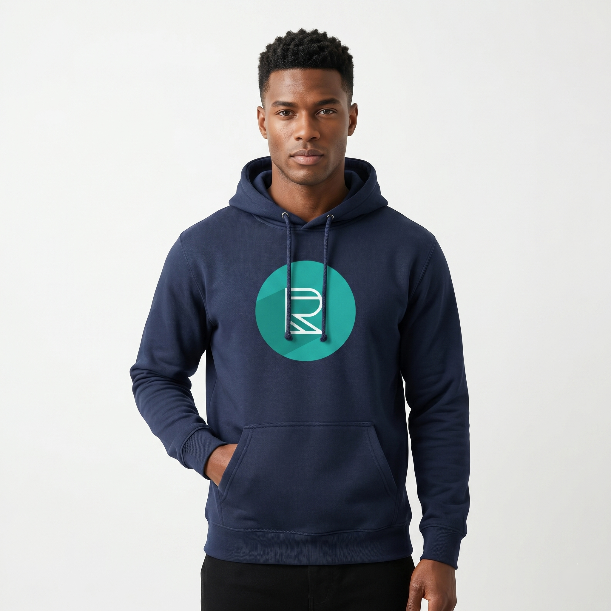 Minimalist Teal Logo Hoodie — Cozy French Terry Pullover