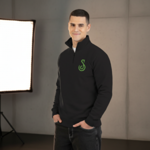 Embroidered Green Snake Quarter-Zip Fleece Pullover