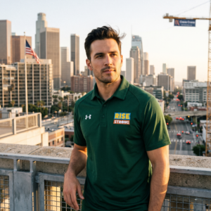 Embroidered 'RISE STRONG' Men's Polo