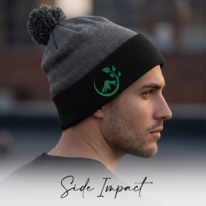 Embroidered Pom-Pom Knit Cap — Crescent Floral Beanie