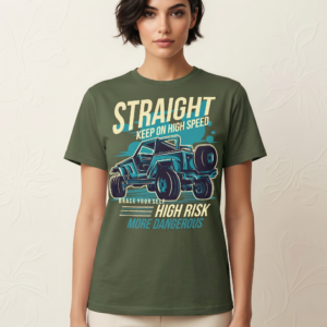 “STRAIGHT Keep On High Speed” Retro Off‑Road Design T-Shirt