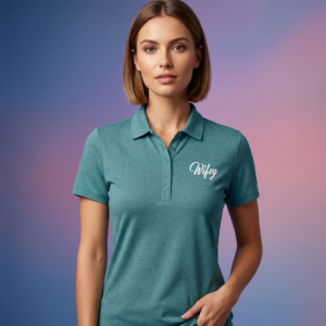 Women's Embroidered Collared Tee for Casual Work & Gifts
