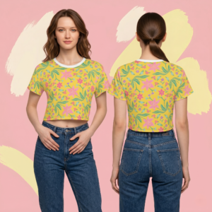 Floral Yellow Crop Women Tee