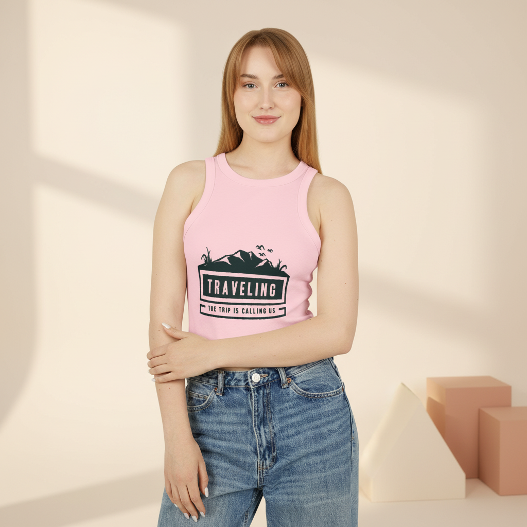 "The Trip Is Calling Us" Women's Rib Racer Crop