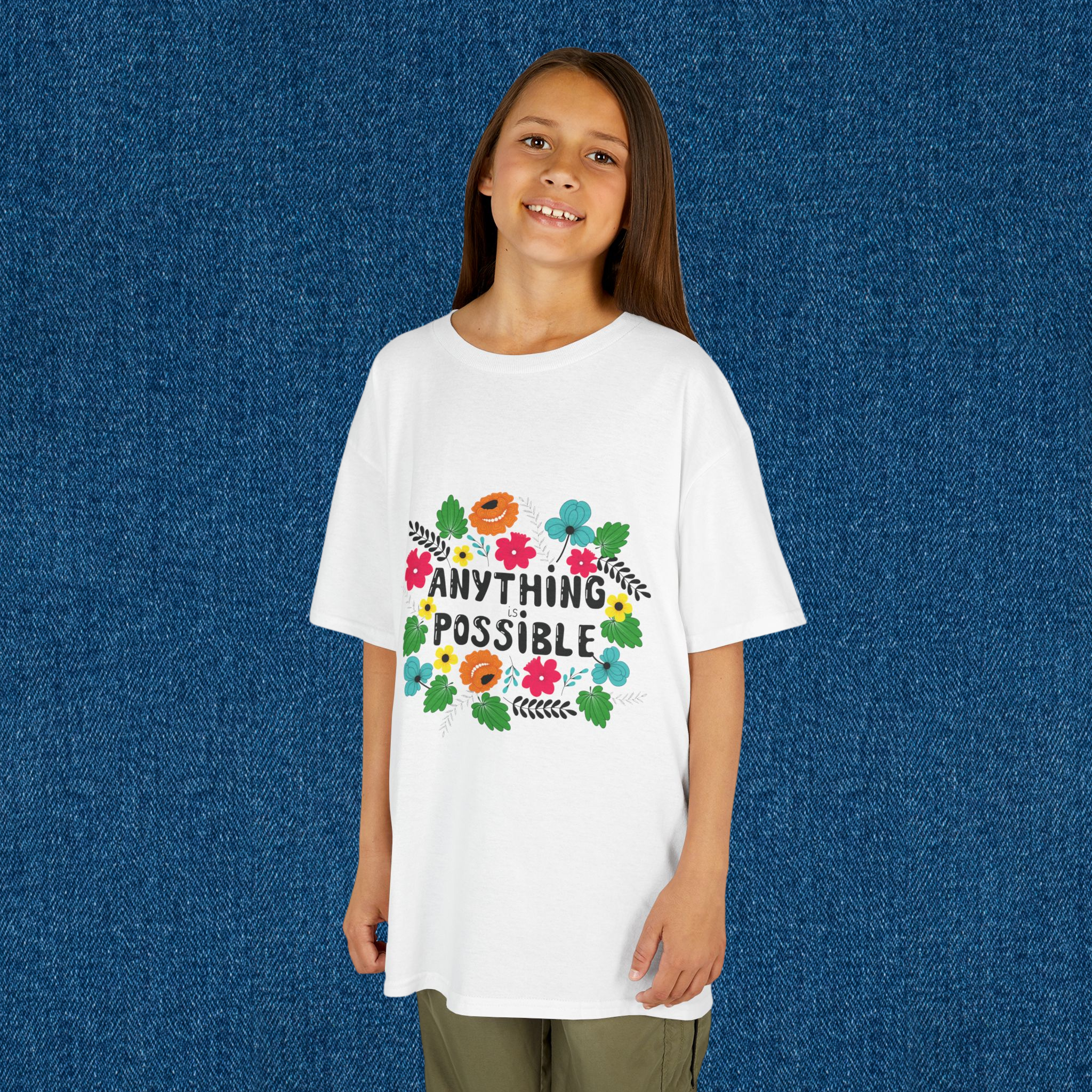 Kids Tee — "Anything Is Possible" Floral Inspirational Shirt