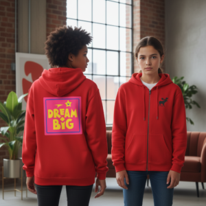 Youth Hoodie — 'Dream Big' Zip-Up with Moose Chest Logo