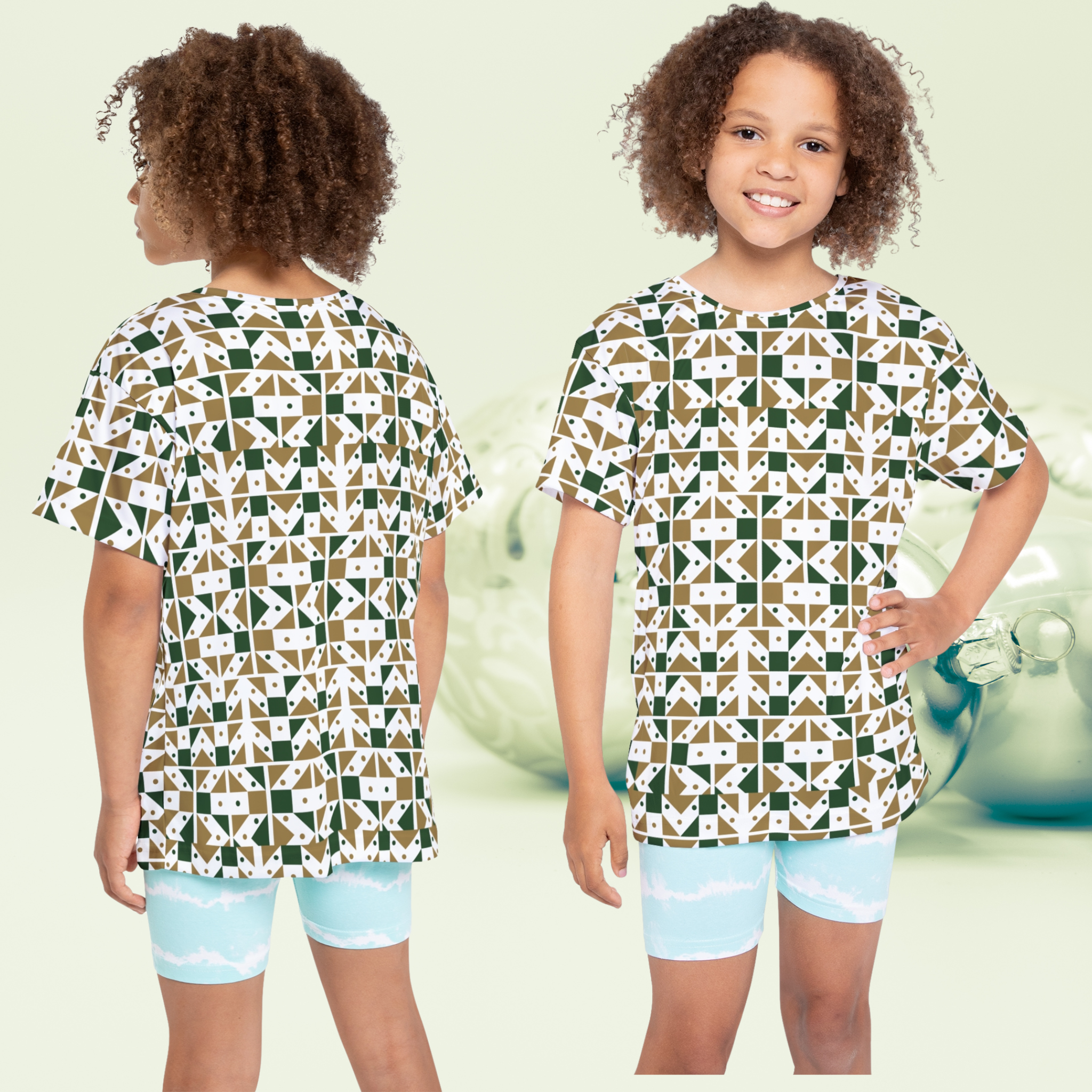 Geometric Green & Gold Kids Jersey