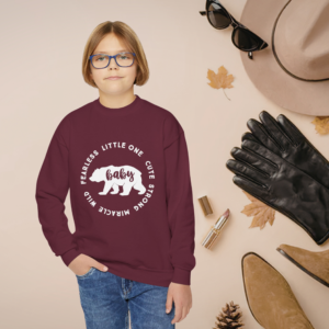 "Fearless Little One" Bear Graphic Kids Pullover