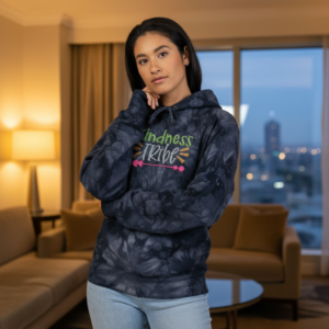 Kindness Tribe Embroidered Tie-Dye Hoodie