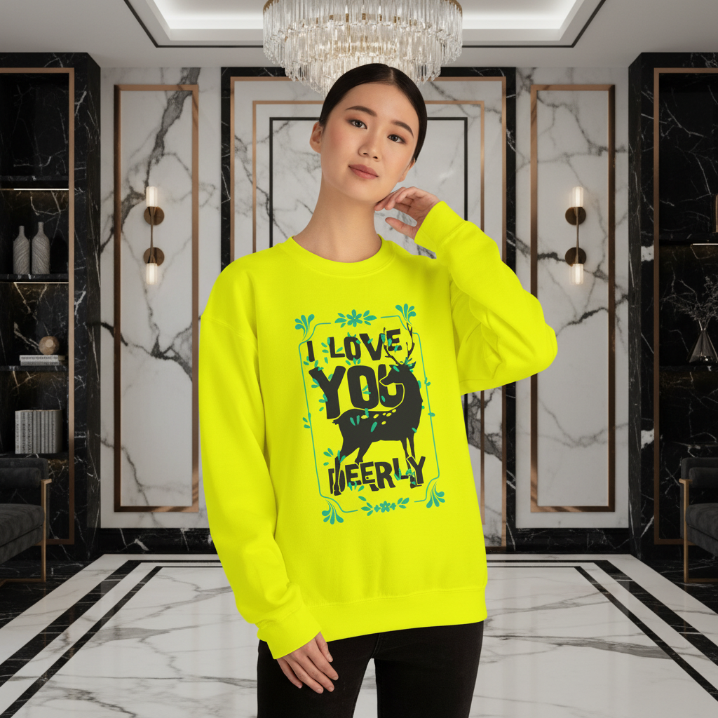 Crewneck Sweatshirt — "I Love You Deerly" Graphic