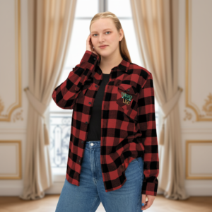 Plaid Flannel Shirt — 'High Life' Embroidered Chest Pocket