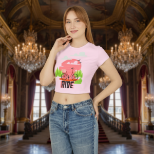 Ride Sunset Bike Tee — Women's Casual Crop Top for Cycling Lovers