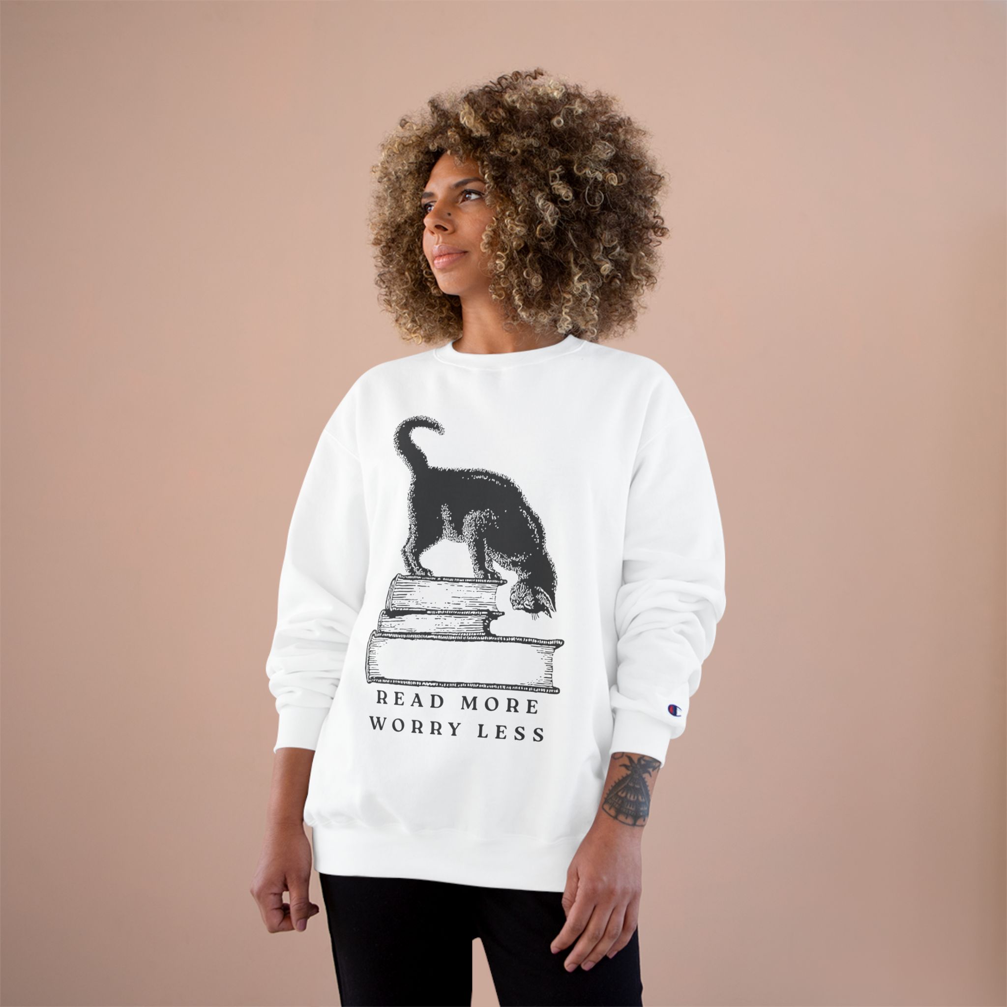 Cat on Books Cozy Reading Sweatshirt - Image 2