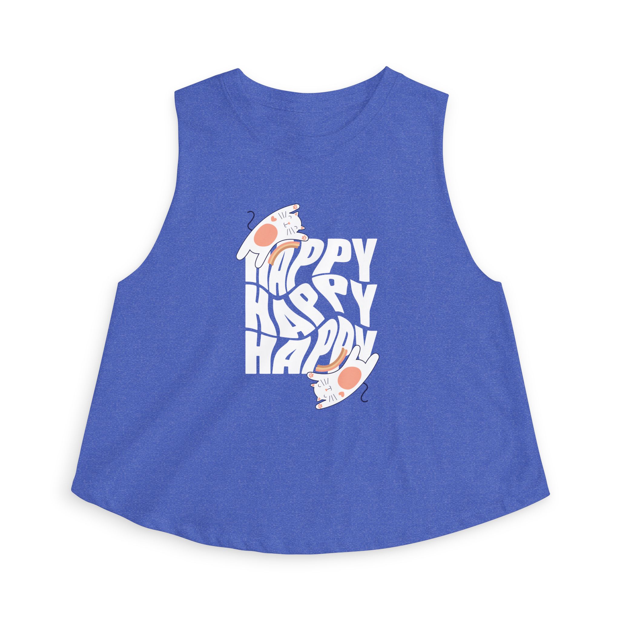 Happy Sushi Women's Crop Top — Retro 'Happy' Graphic Tank for Casual Summer Wear - Image 2