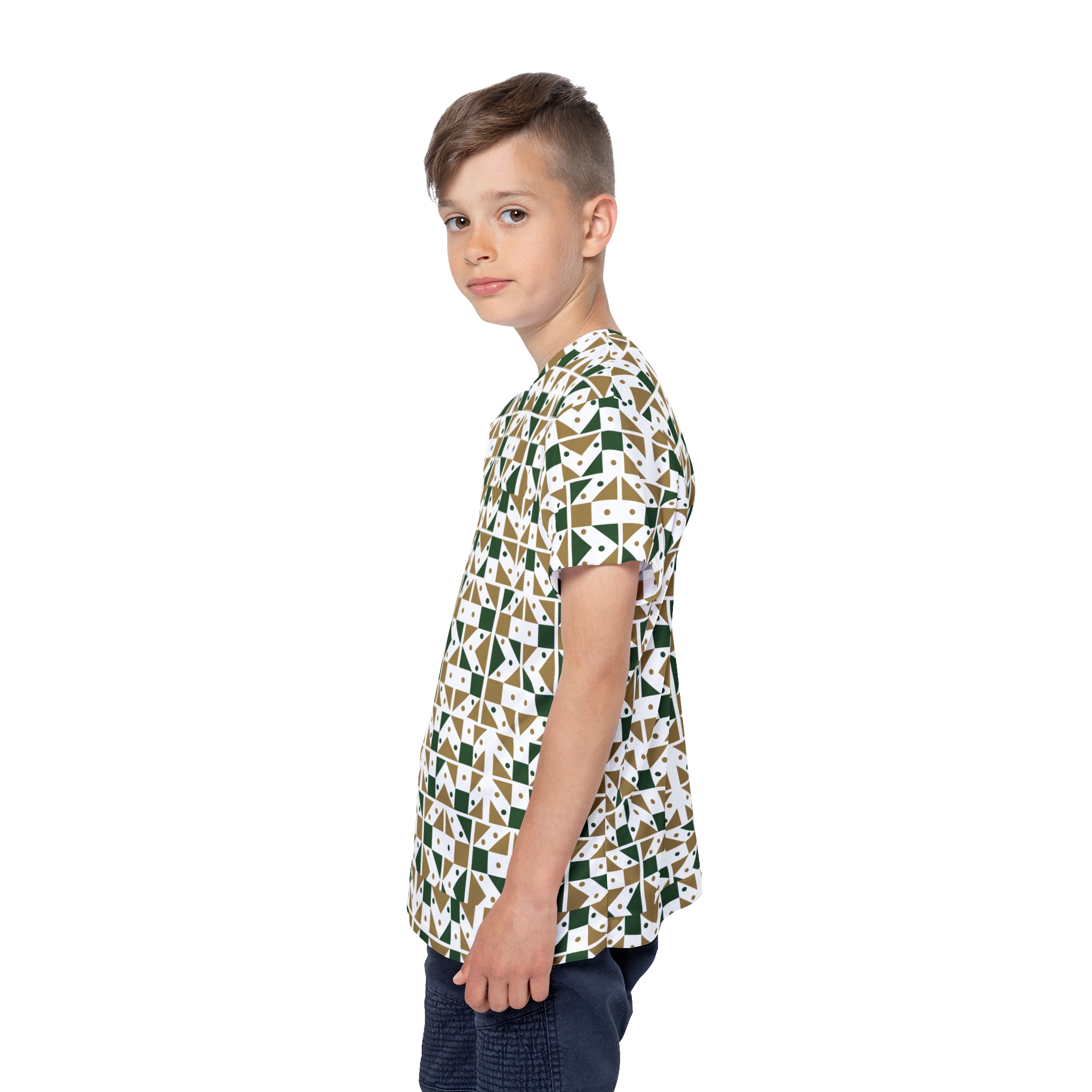 Geometric Green & Gold Kids Jersey - Image 5