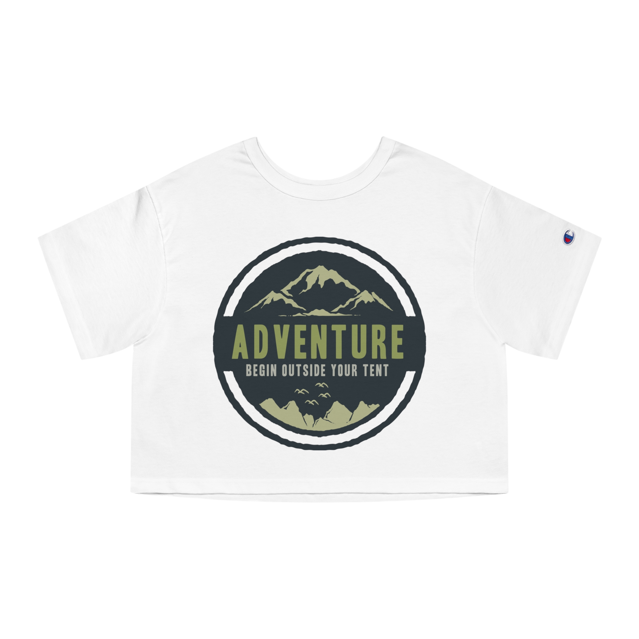 Adventure Graphic Cropped T-Shirt — "Begin Outside Your Tent" - Image 4