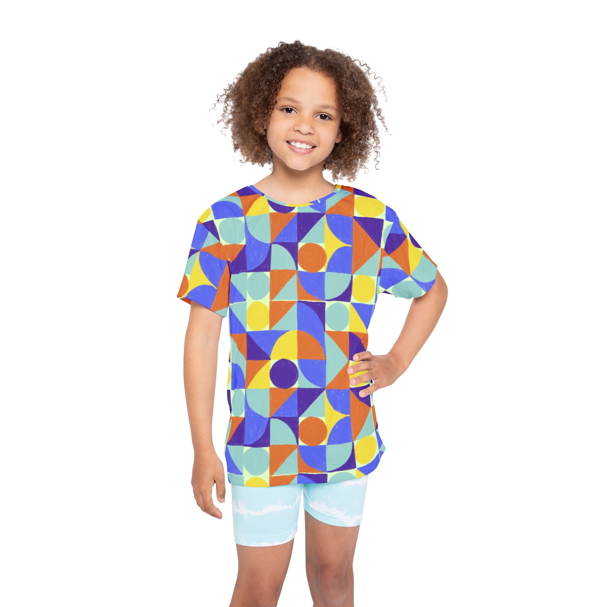 Kids Geometric Sports Jersey — Colorful Retro Shapes All-Over Print - Image 3