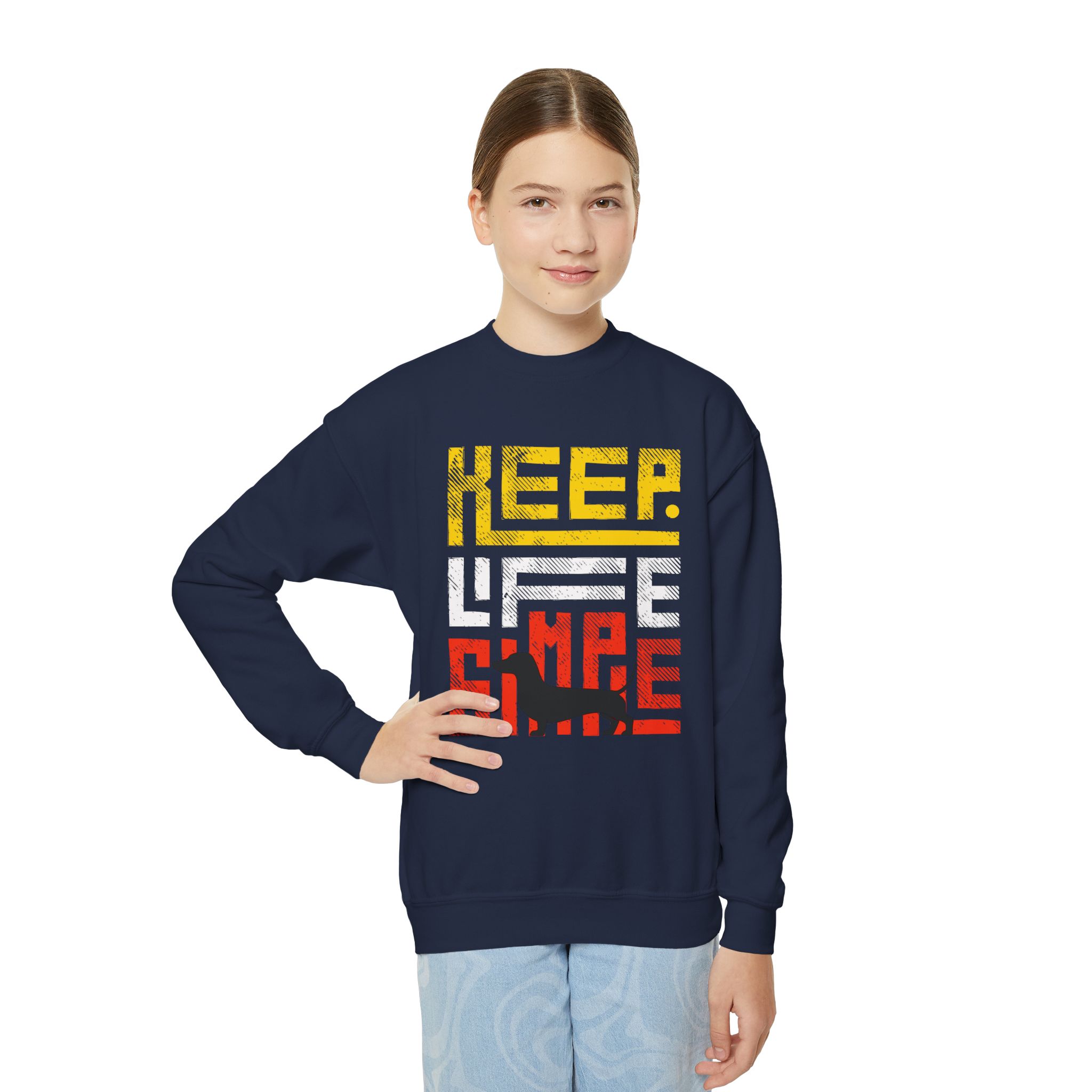 Keep Life Simple Youth Crewneck Sweatshirt - Retro Block Graphic - Image 8