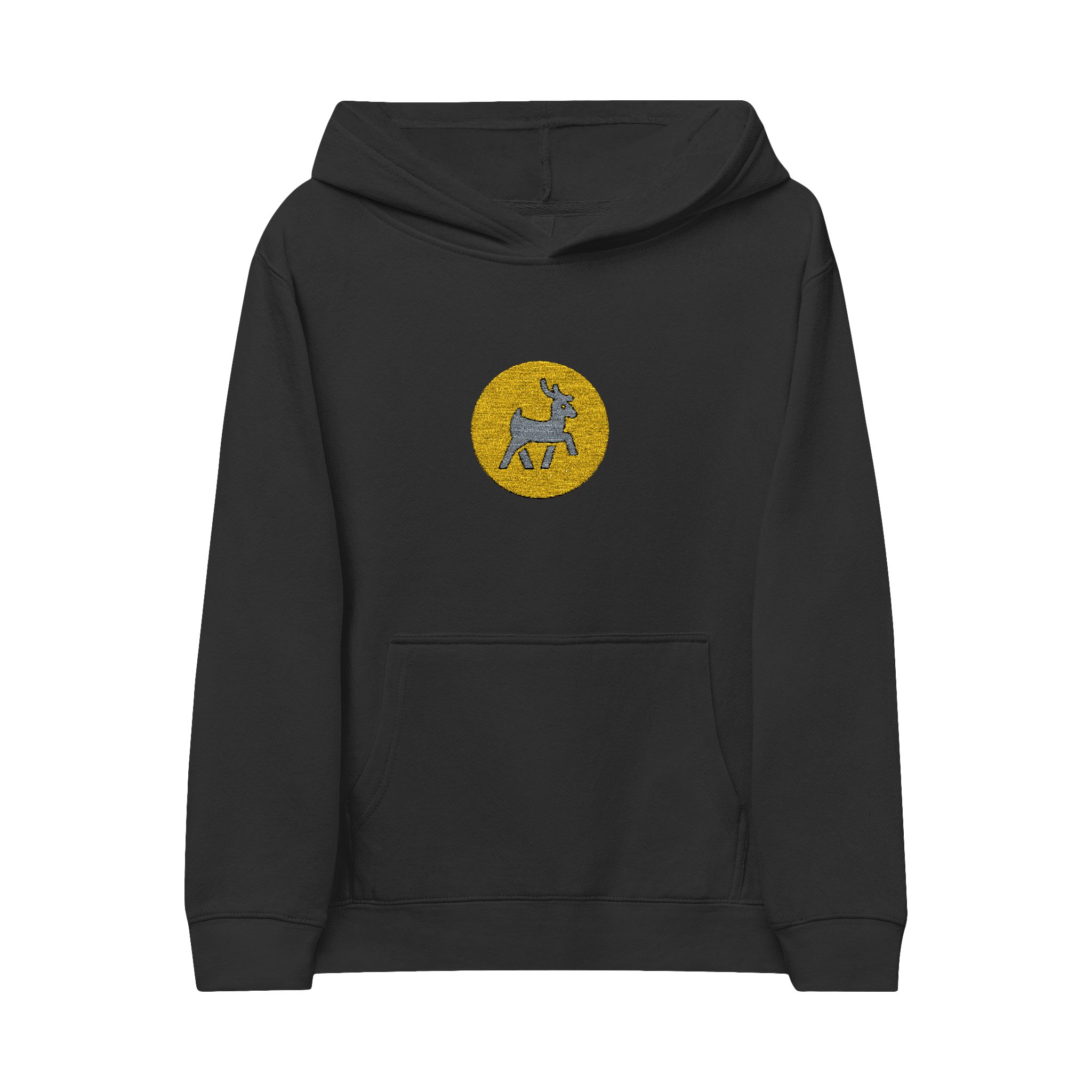 Kids Hoodie with Embroidered Yellow Sparkle Unicorn Patch - Image 3