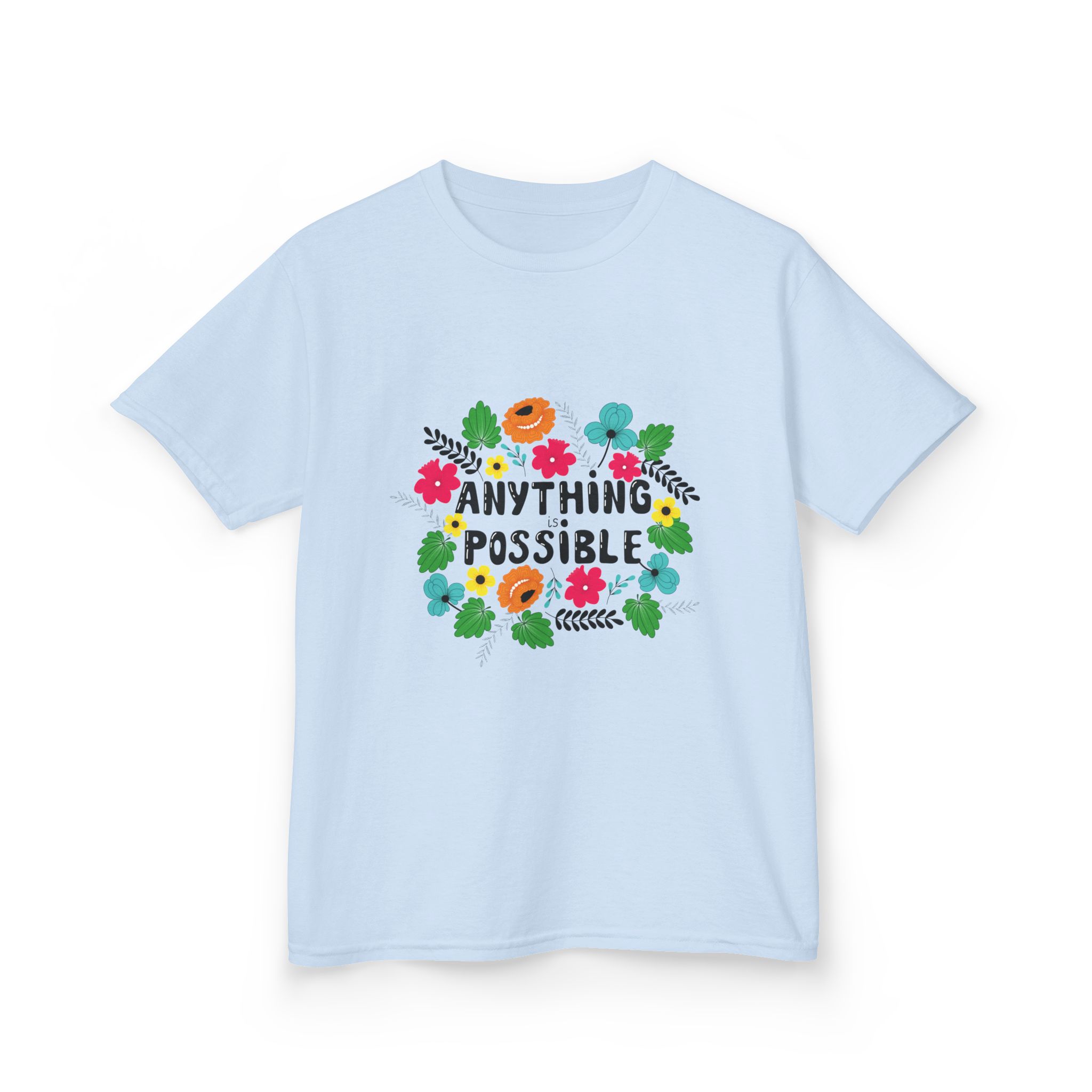 Kids Tee — "Anything Is Possible" Floral Inspirational Shirt - Image 4