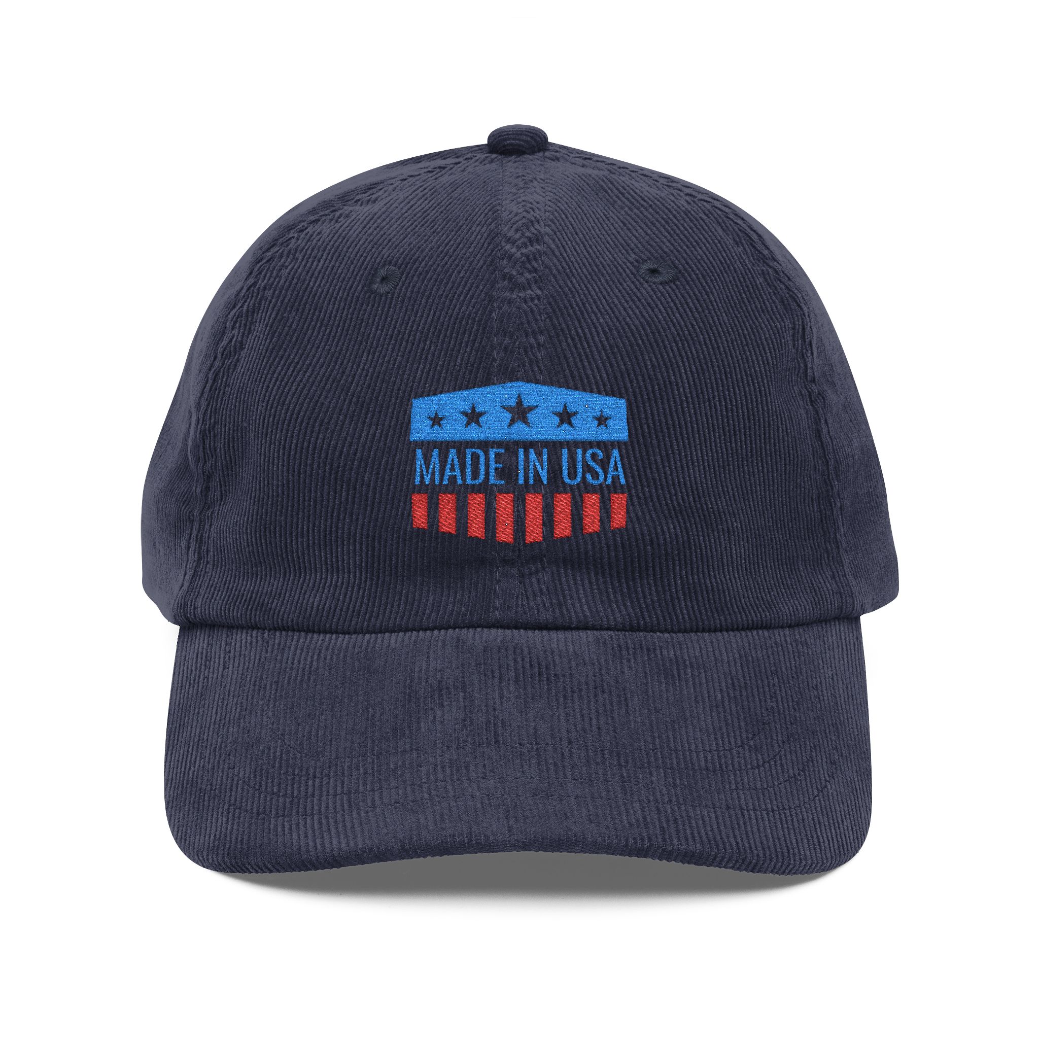 Corduroy Baseball Cap – Embroidered "Made in USA" Vintage Flag - Image 7