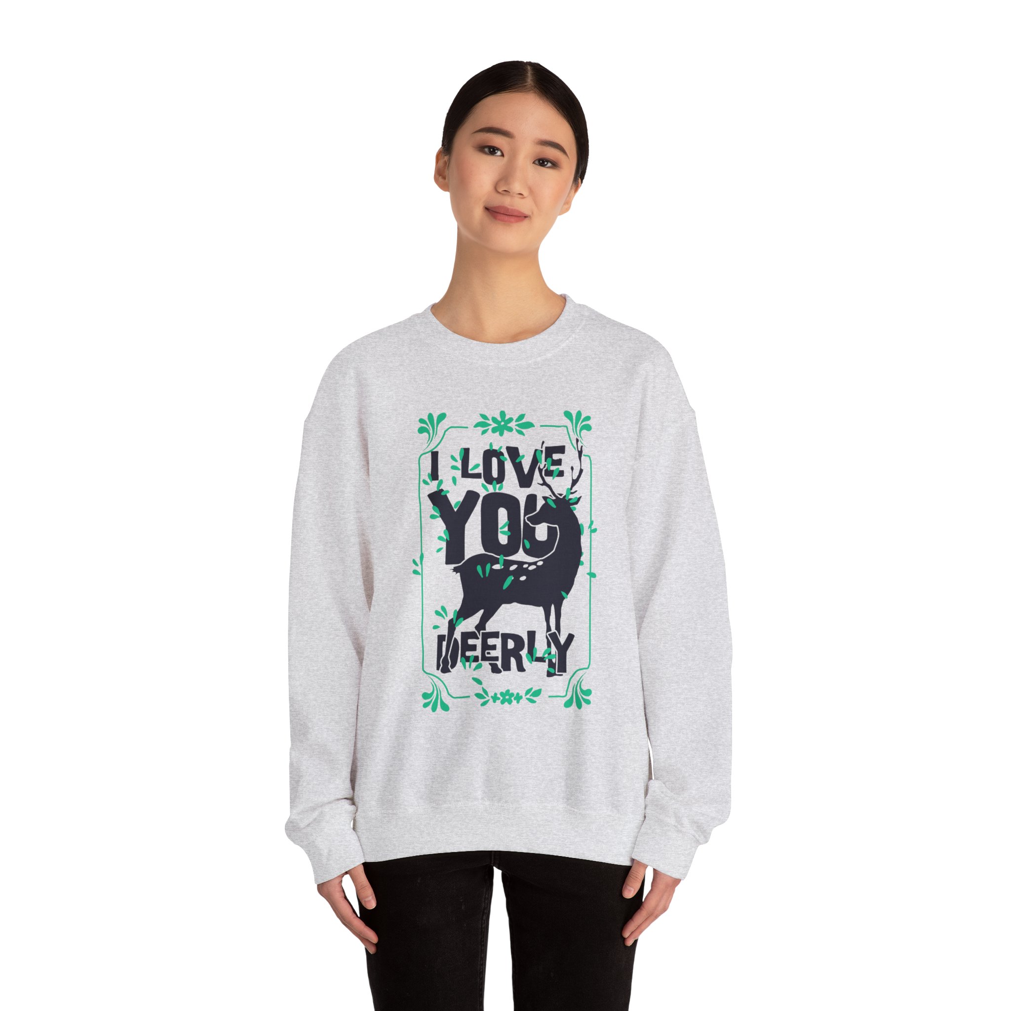 Crewneck Sweatshirt — "I Love You Deerly" Graphic - Image 2