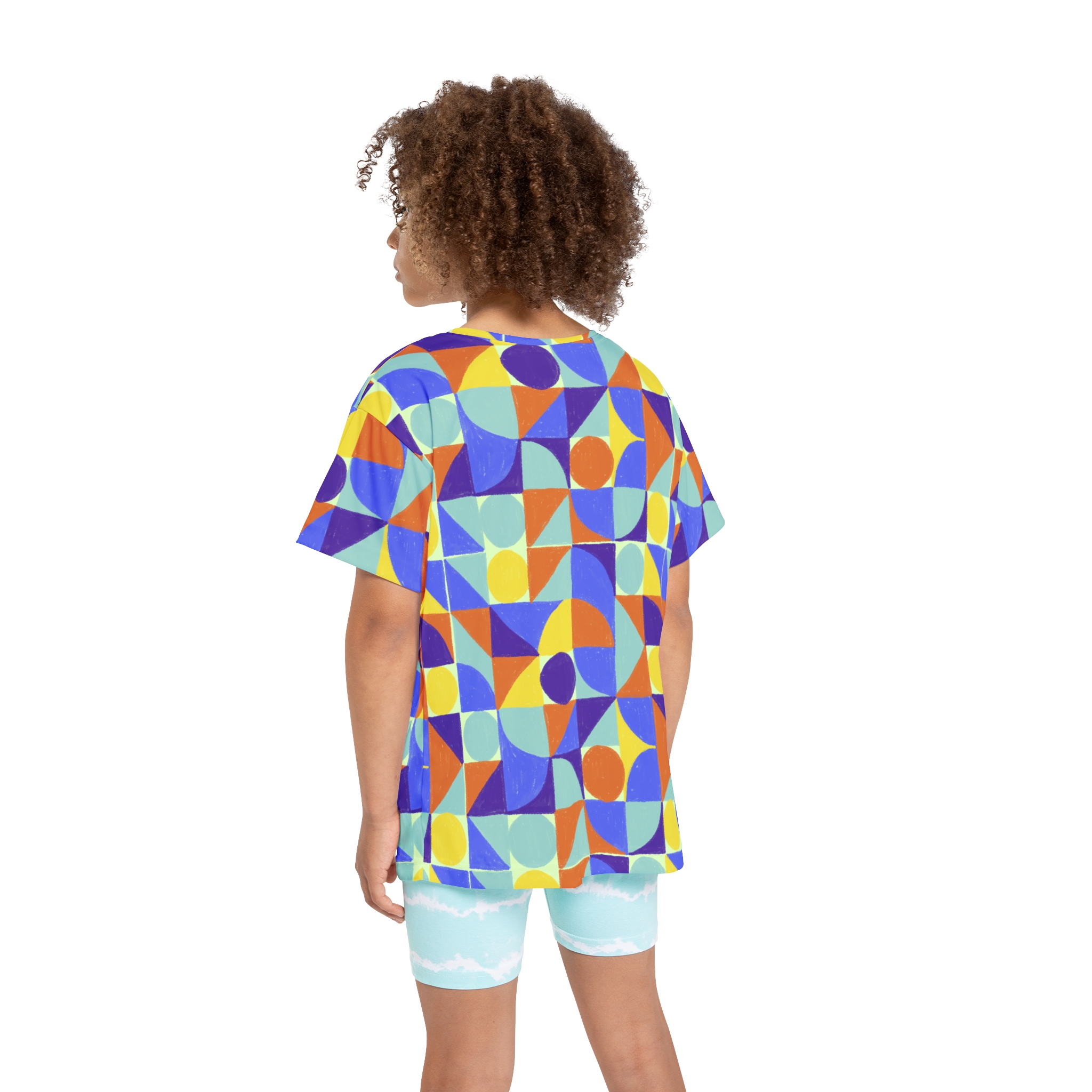 Kids Geometric Sports Jersey — Colorful Retro Shapes All-Over Print - Image 4