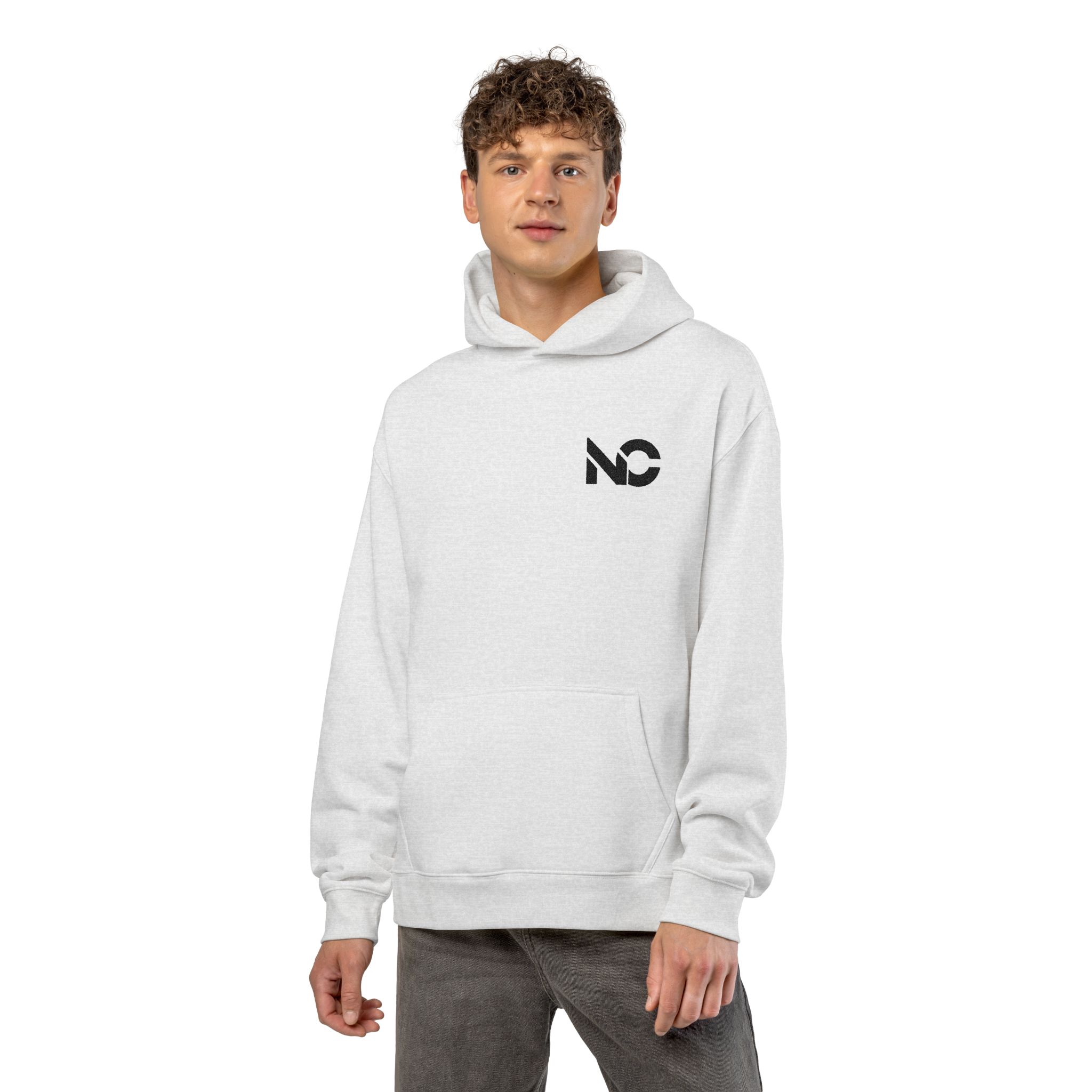 Minimal 'No' Logo Relaxed Hoodie - Small Chest Graphic, Casual Streetwear - Image 3