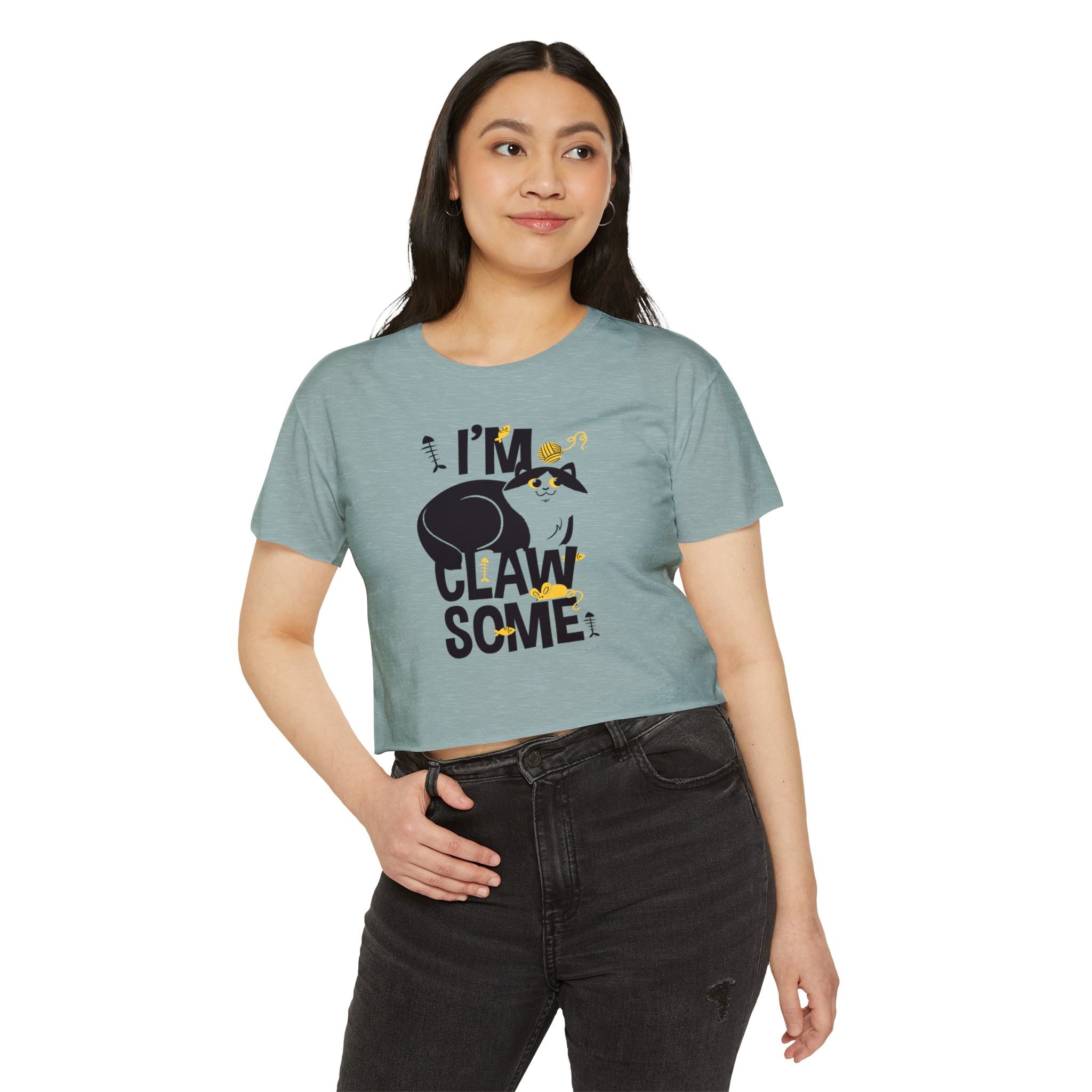 Festival Crop Top — "I’m Clawsome" Raccoon Graphic - Image 2