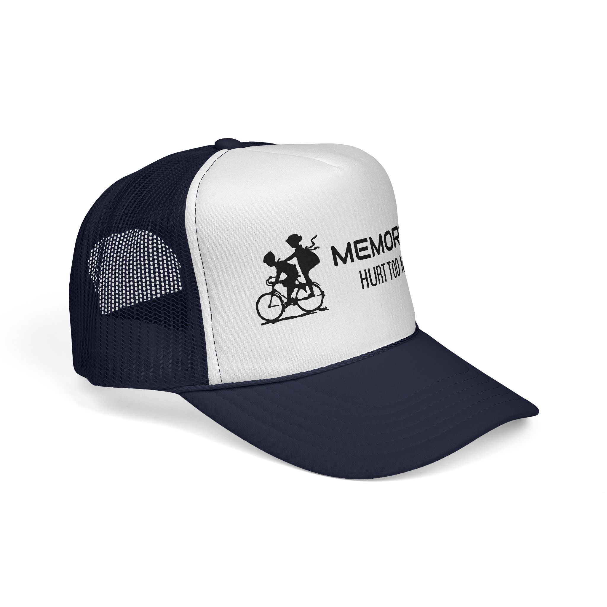 Trucker Cap – "Memories Hurt Too Much" Vintage Bike Graphic - Image 4