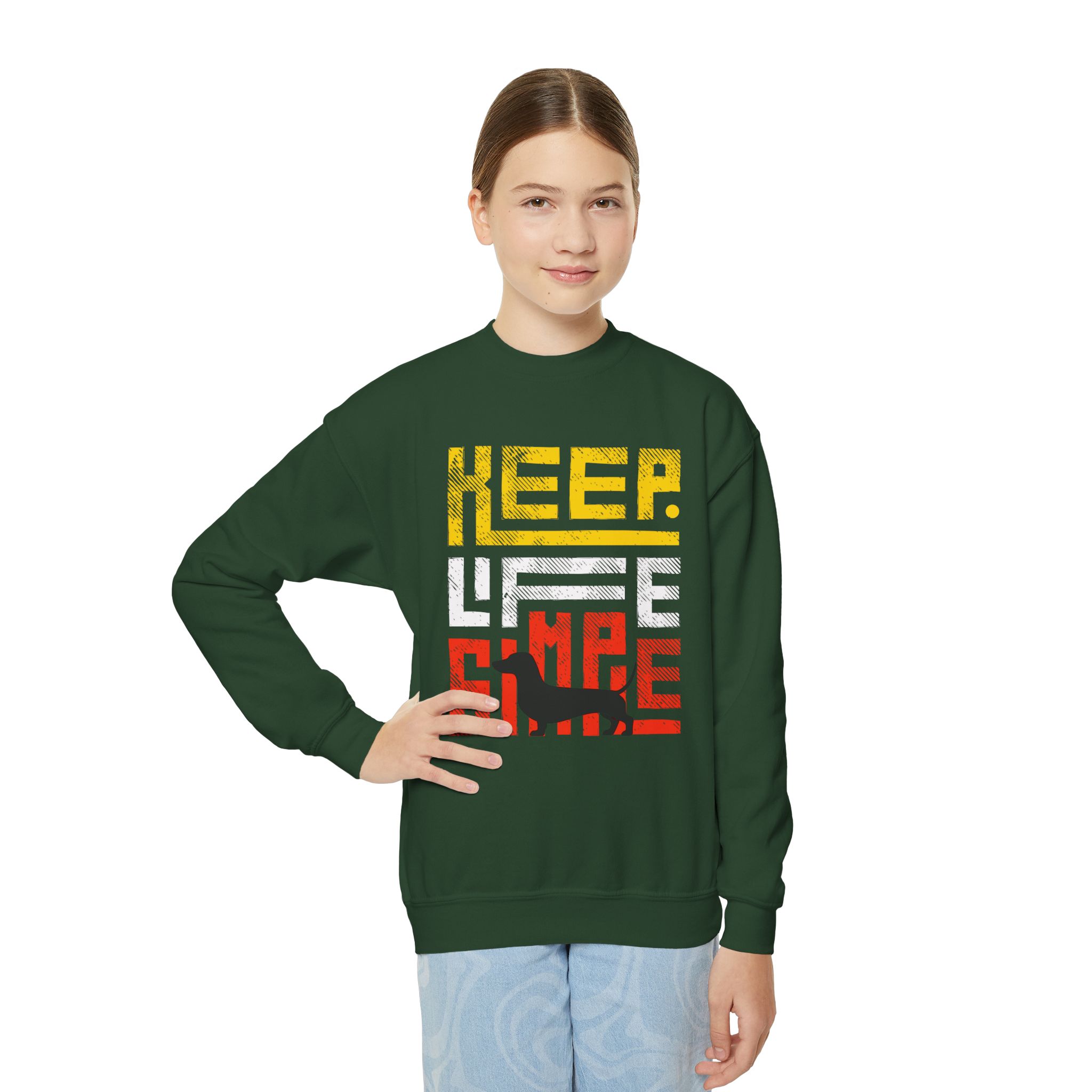 Keep Life Simple Youth Crewneck Sweatshirt - Retro Block Graphic - Image 2