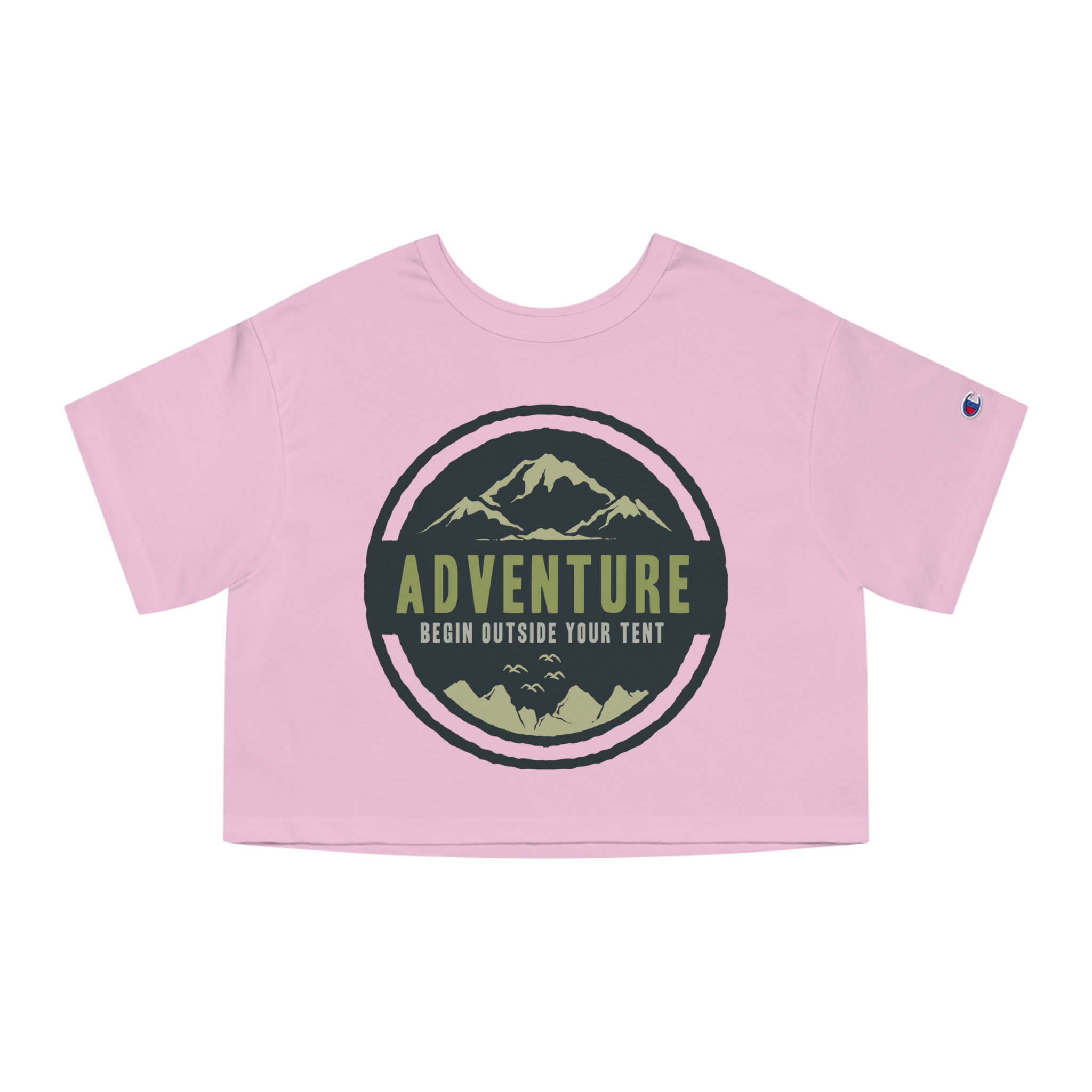 Adventure Graphic Cropped T-Shirt — "Begin Outside Your Tent" - Image 2