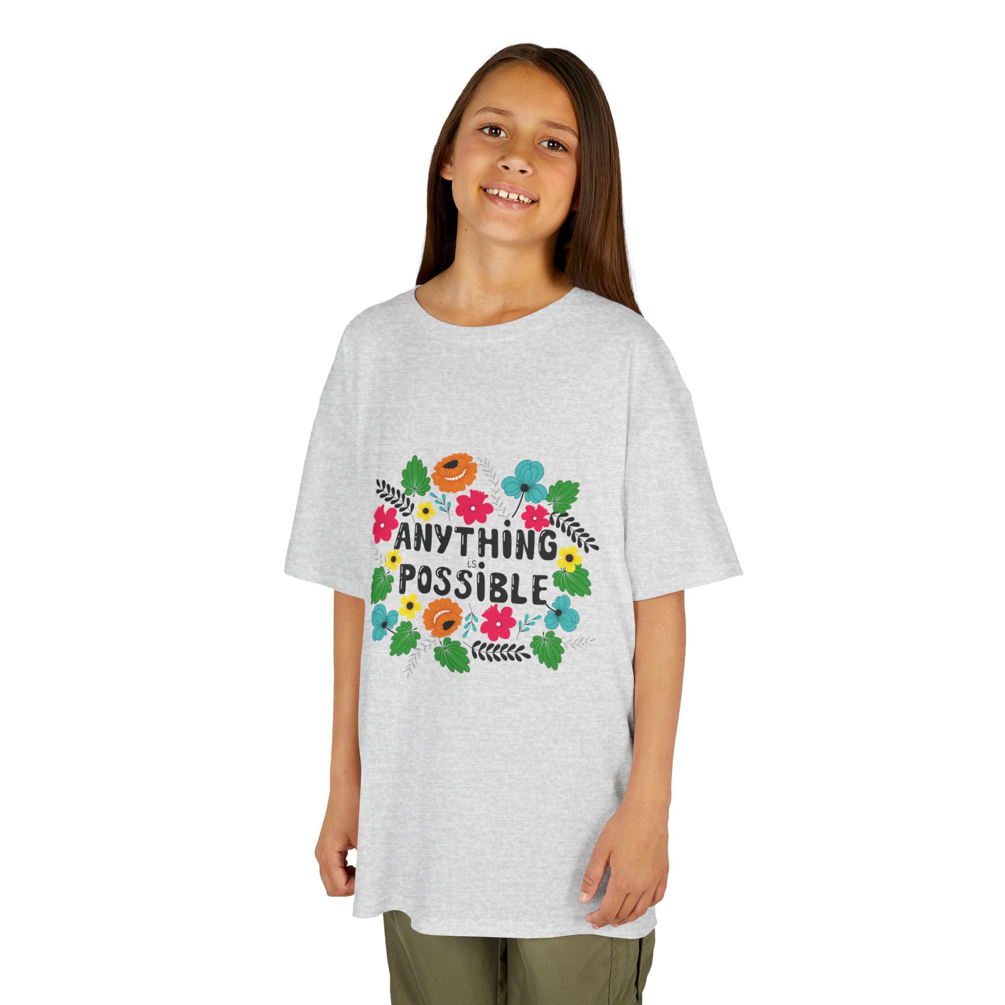 Kids Tee — "Anything Is Possible" Floral Inspirational Shirt - Image 7