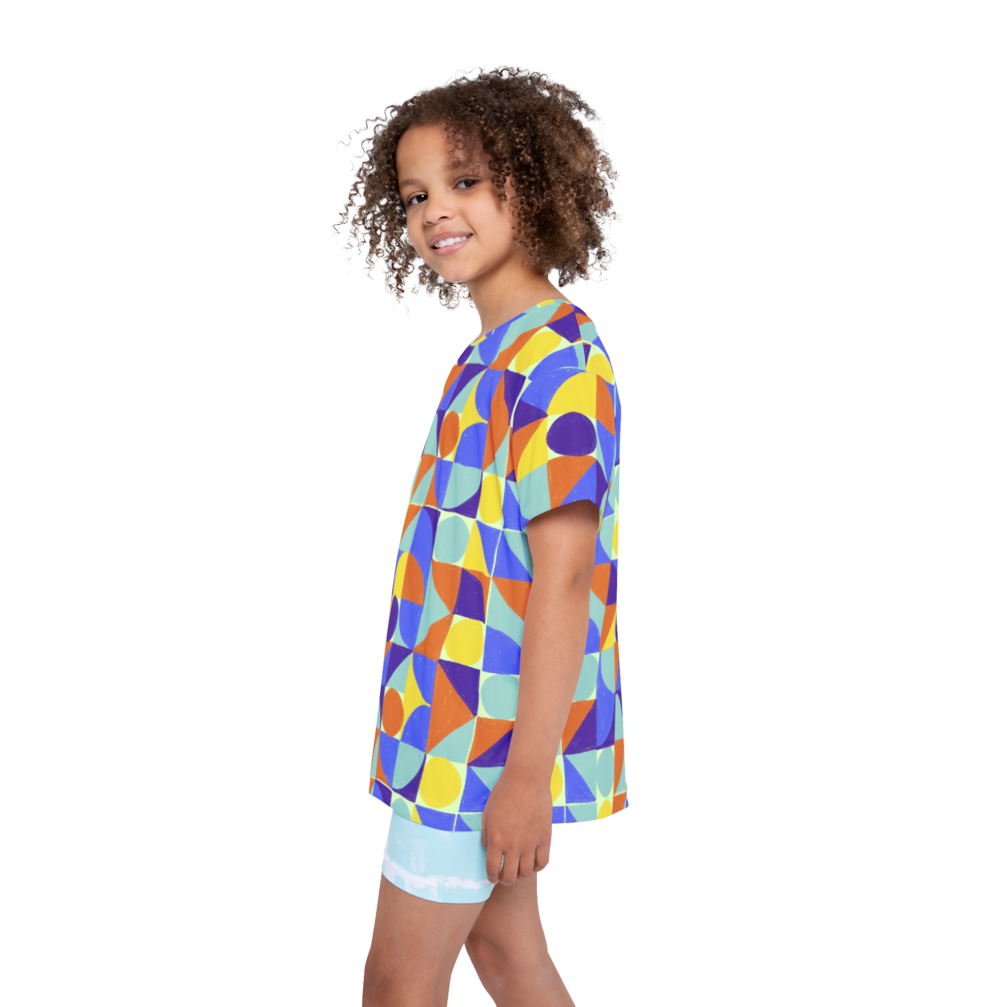 Kids Geometric Sports Jersey — Colorful Retro Shapes All-Over Print - Image 6