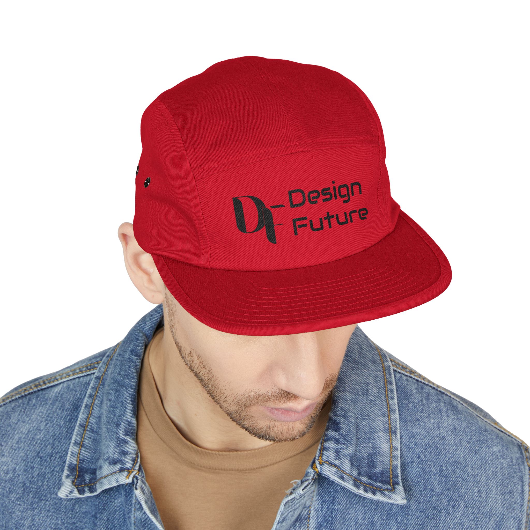 Embroidered 5-Panel Cap — 'Design Future' Logo Cotton Hat - Image 7