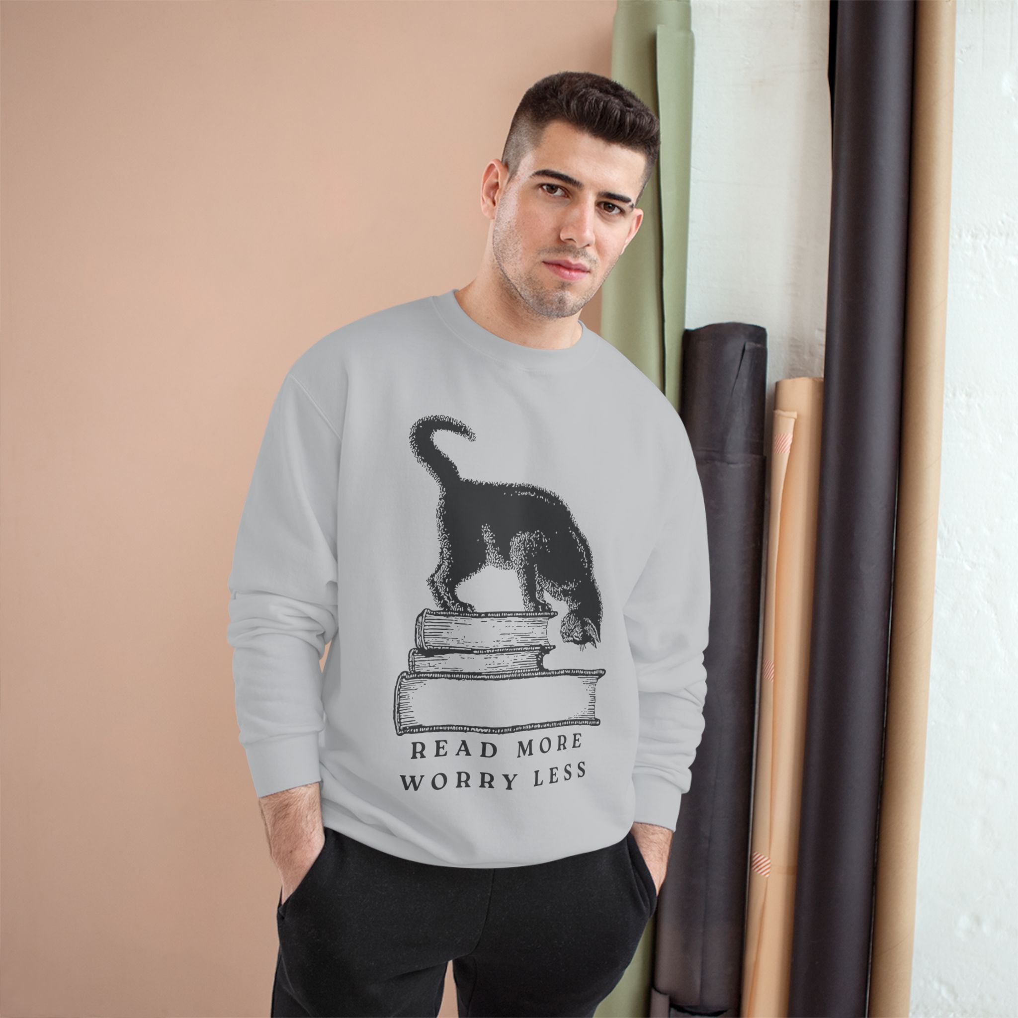Cat on Books Cozy Reading Sweatshirt - Image 3